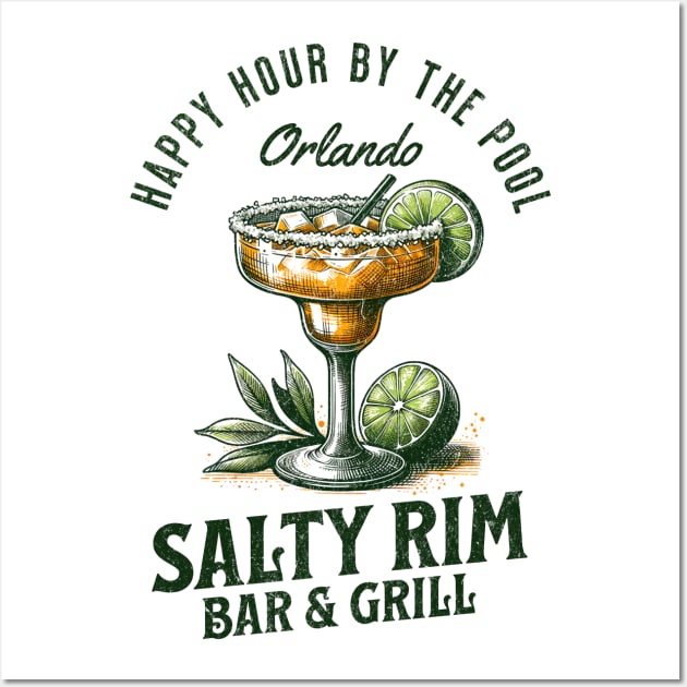 The SALTY RIM Bar and Grill Orlando Florida Poolside Pool Bar Distressed Design Wall Art by Joaddo